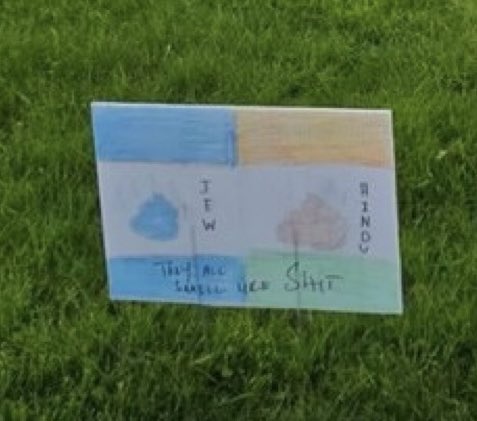 What this sign on a Long Island lawn has shown us yet again is that hate is a virus—it mutates & spreads. And it shows us that #antisemitism & #Hinduphobia emanate from the same well of malice and loathing.