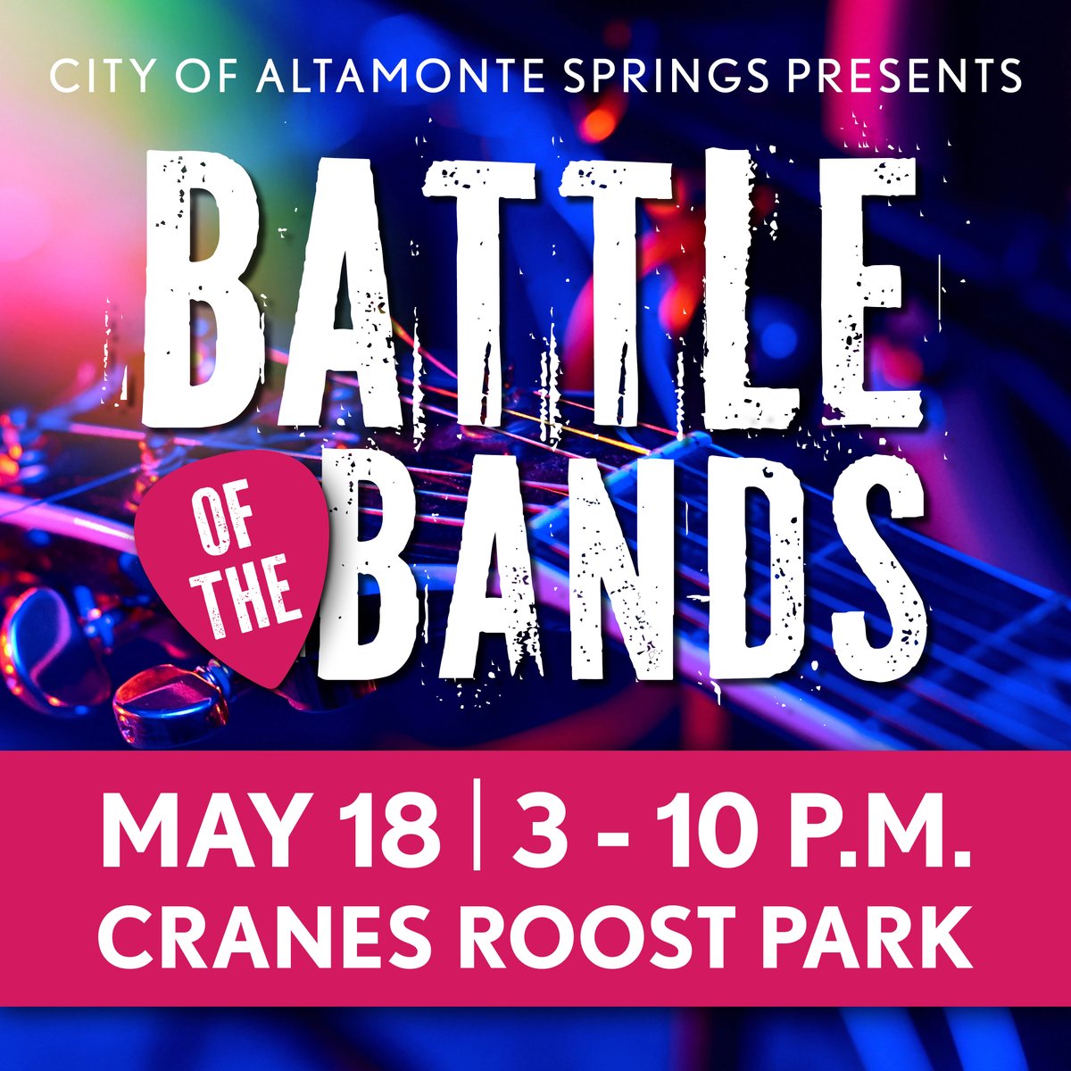 Get ready to rock out at #BattleoftheBands on May 18! All music lovers are invited to make some noise for the 12 bands competing for a spot on the #RedHotandBoom stage. Don't miss this epic showdown at #CranesRoostPark from 3 - 10 p.m.  Admission is free. ow.ly/iiNi50Rsu0E