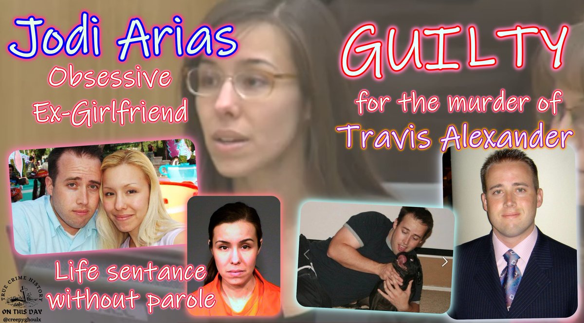 8th May 2013. Jodi Arias is found guilty of first degree murder in the  death of Travis Alexander. Arias \u0026 Travis had an on-off again relationship  which led to her then stalking, image size:1200x664