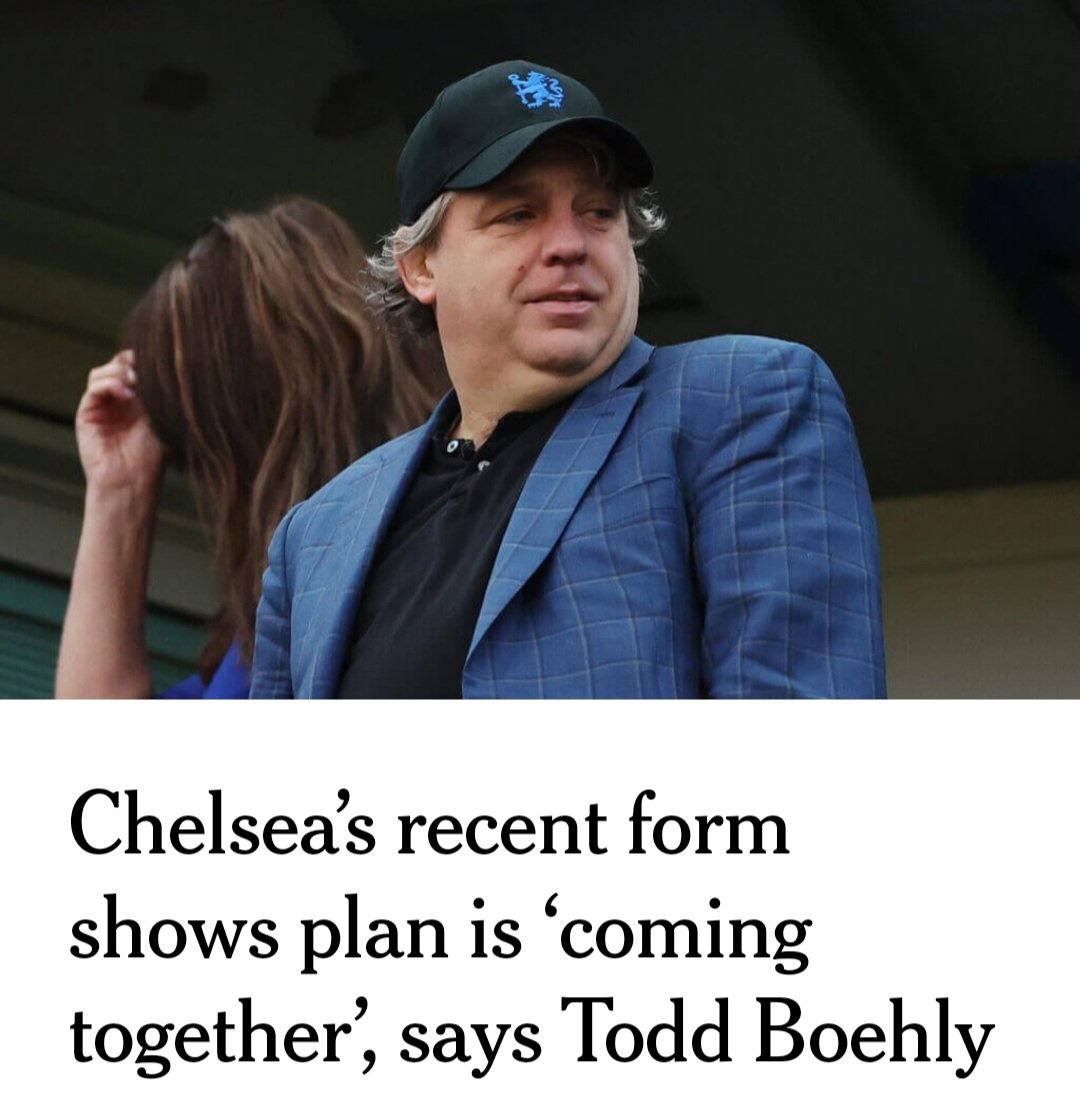 🚨🗣 Todd Boehly:

Mr Boehly, who was not asked about the head coach during his interview, said:

“We’ve seen the last two and a half games, at least in the second half at Aston Villa (2-2 draw) and Tottenham (2-0 win) and West Ham (5-0 win) where we played just beautiful…