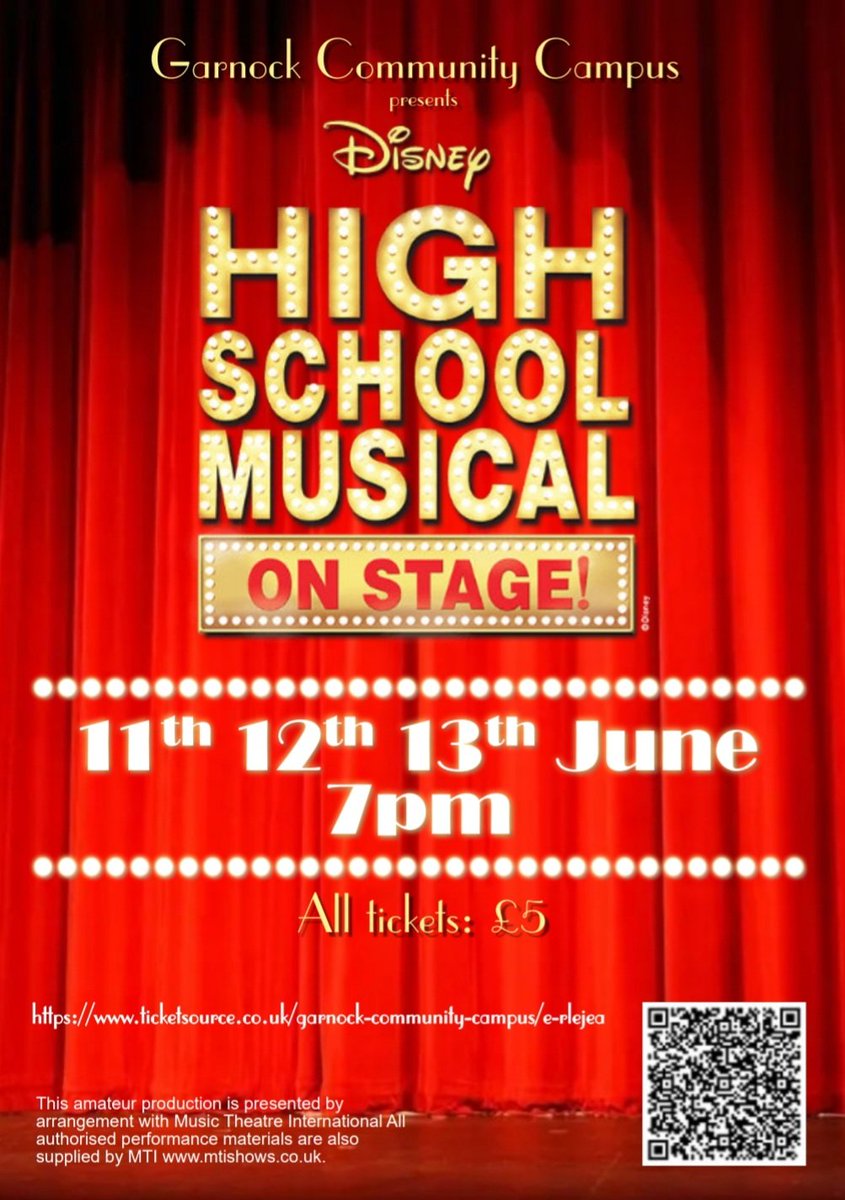 🎉Tickets are on sale now!🎉 

Get them quickly and book the best seats. All tickets priced £5! 

High School Musical - 11th, 12th, 13th June at 7pm! 
ticketsource.co.uk/garnock-commun…

<a href="/GarnockCampus/">Garnock Community Campus</a> 
<a href="/GarnockPrimary/">Garnock Primary & Early Years</a> 
<a href="/GarnockC/">garnock community campus parent council</a> 
<a href="/BeithTrust/">Beith Community Development Trust</a>
