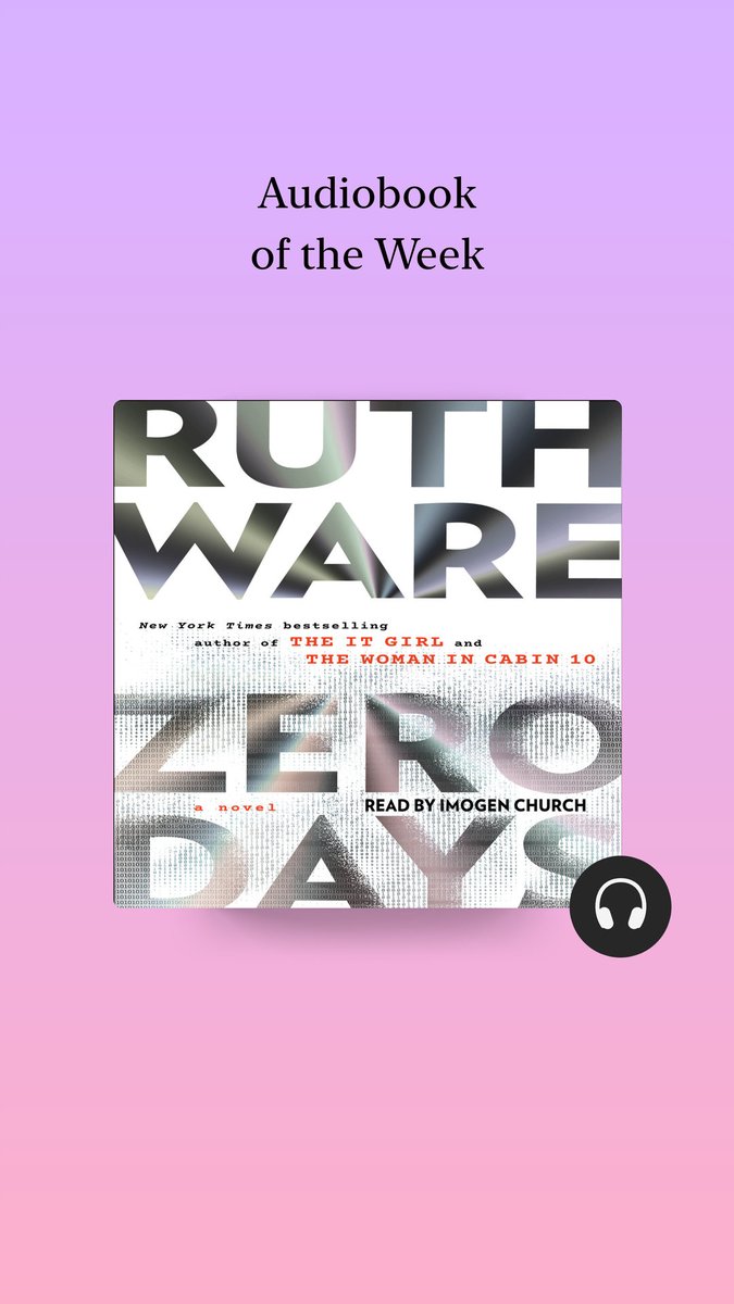 Her husband is dead and she's the suspect. Can she clear her name? Our audiobook of the week by @RuthWareWriter dives into the mysterious thrill ride of Jack's life while she's on the hunt for her husband's murderer. apple.co/ZeroDays