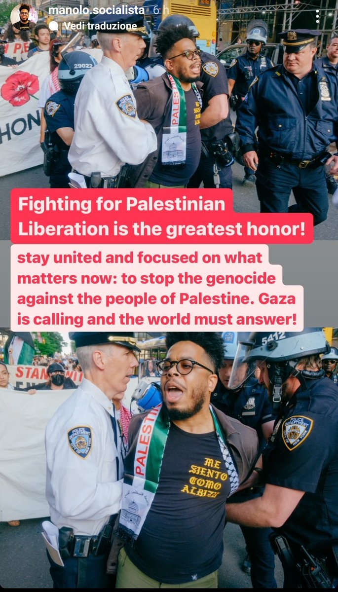 The media label those who protest against the genocide in Gaza as violent and anti-Semitic. The repressive apparatuses truncheon and arrest. It happens in our democracies, mostly in the biggest one, the USA. It's the McCarthyism of the 21st century. Solidarity @manolo_realengo!