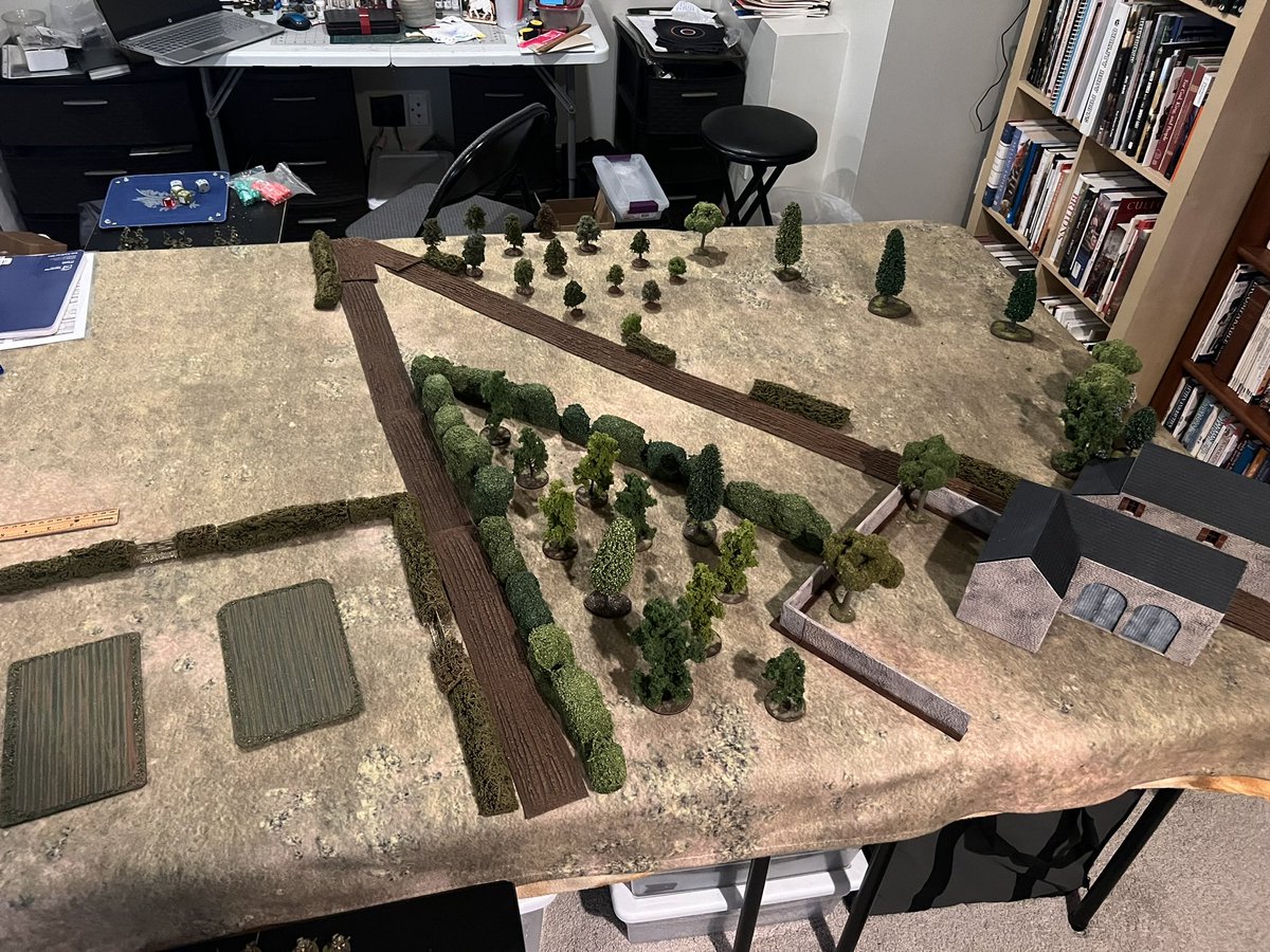 RedcoatAndrew's tweet image. On 12 June, I started the Kampfgruppe von Luck campaign for #ChainofCommand with a friend who was new to miniatures. Three days later, a tree fell on our new house. We finally moved back in at the end of February. The campaign resumes nearly 11 months later. #spreadthelard