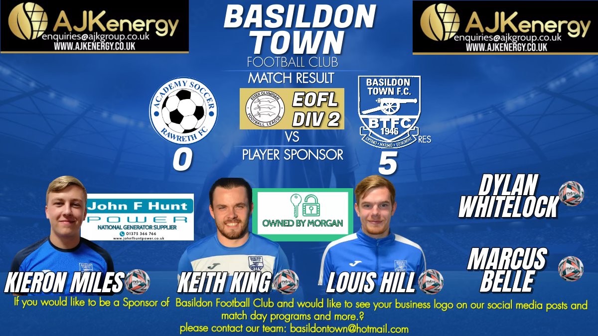 🔵🔵Basildon Town FC🔵🔵
🚨🚨RESULT🚨🚨
🔵RESERVE TEAM🔵
A 5-0 Win Tonight against <a href="/AcademySoccerFC/">Academy Soccer FC</a> more points to the league title chase Come on boys next game Saturday at Home.
🔵UTT🔵
👏👏👏👏