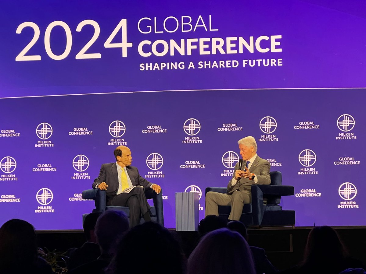 .@BillClinton reflects on when he could potentially quit his work expanding healthcare around the world? “The answer is never.” He says there’s still so much more to do. @MilkenInstitute