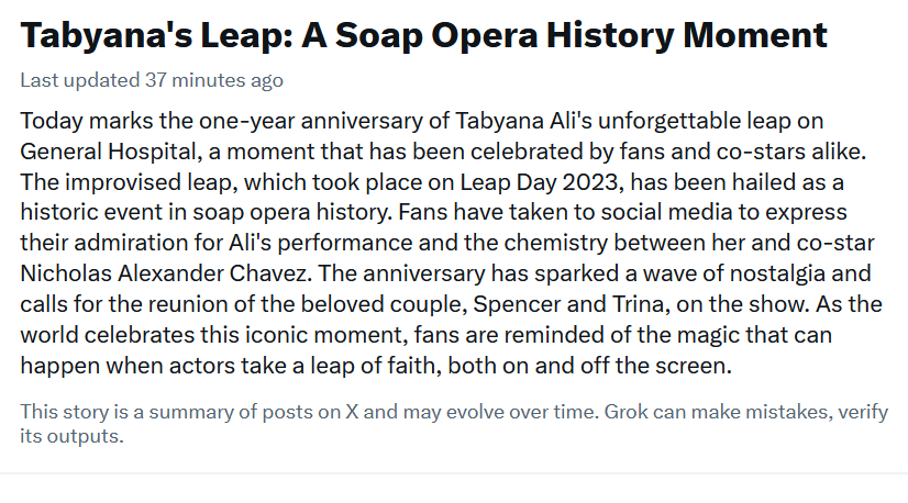 bjpsgyal's tweet photo. We know I love a good Grok...and today is no exception. ๐๐๏ธ๐๏ธ๐ Loved seeing 'the leap' on my TL today.
Happy #Leap4Sprina #HappyLeapversary #LeadDay #sprina #Sprinareunion #ReuniteSprina #TabyanaAli #Spencer #Trina #NicholasAlexanderChavez @iamaliford https://t.co/czpP4Q7plU