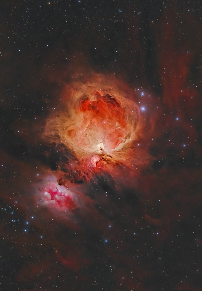 Messier 42 en una combinación de exposiciones en banda ancha y banda estrecha.

#cielosESA
#Astrophotography