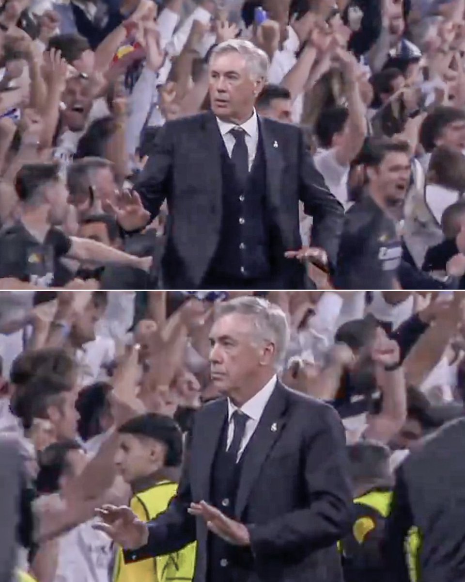Carlo Ancelotti's 'Calma, Calma' celebration was on full display after Joselu's stoppage-time winner secured Real Madrid's spot in the Champions League final. 🥶🫳