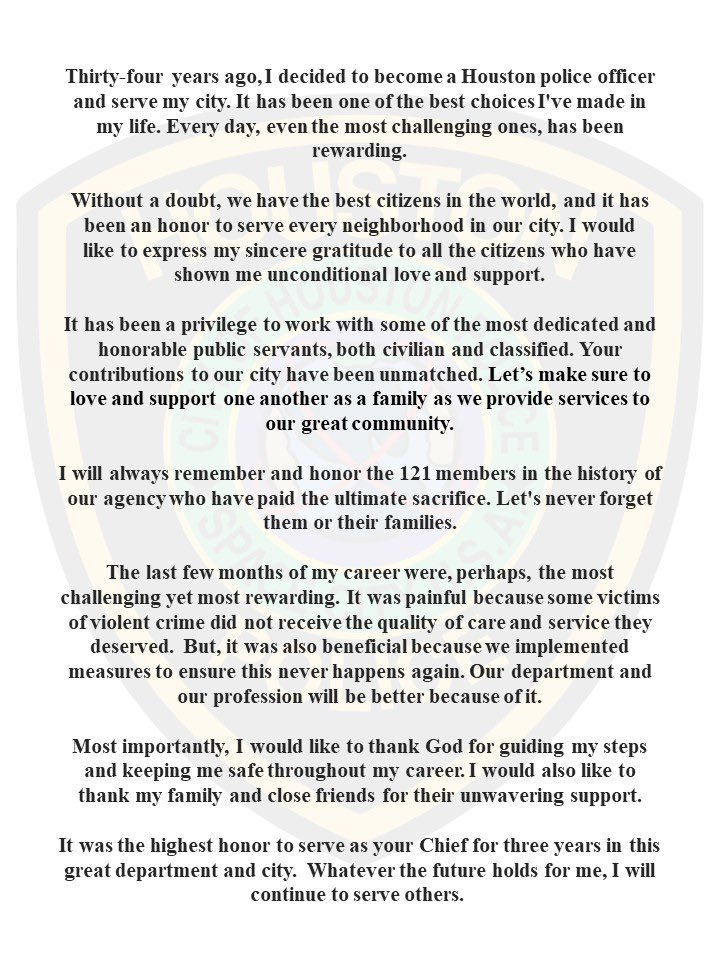 Thank you HPD family and my Houston community.