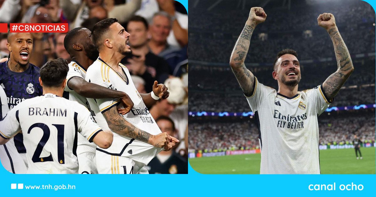 #Canal8 || ⚽️🏟️🥅Un doblete de Joselu, en los minutos 88 y 90, remontó el partido frente al Bayern de Múnich (2-1), que se adelantó en el 68 con un tanto de Alphonso Davies, y metió al Real Madrid en la final de la Liga de Campeones, que disputará ante el Borussia Dortmund en…