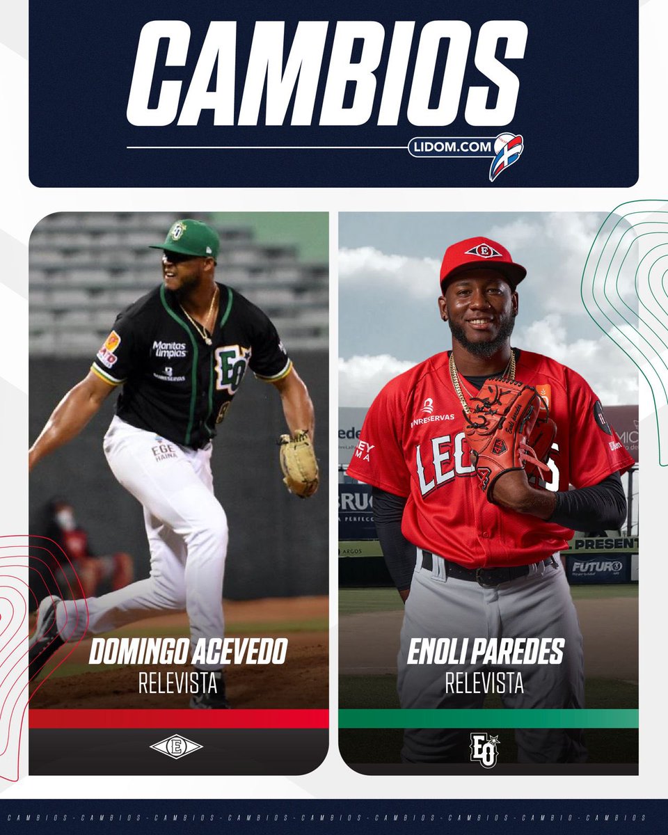 🚨 CAMBIOS 🚨 El @escogidobbclub adquiere al lanzador relevista Domingo Acevedo, mientras que las @EOBASEBALLCLUB reciben al lanzador relevista Enoli Paredes. Más información en LIDOM.com 💻 #LIDOM