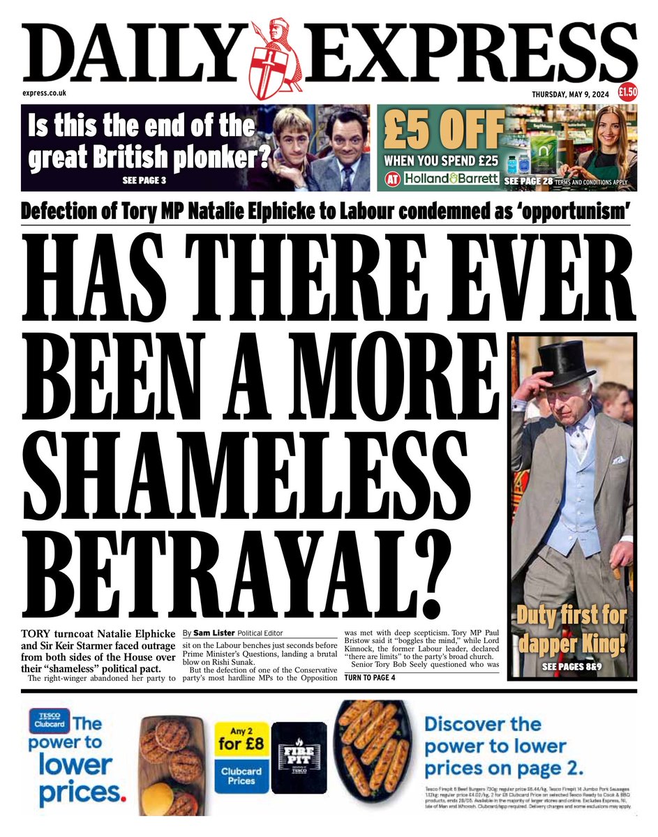 EXPRESS: Has there ever been a more shameless betrayal #TomorrowsPapersToday