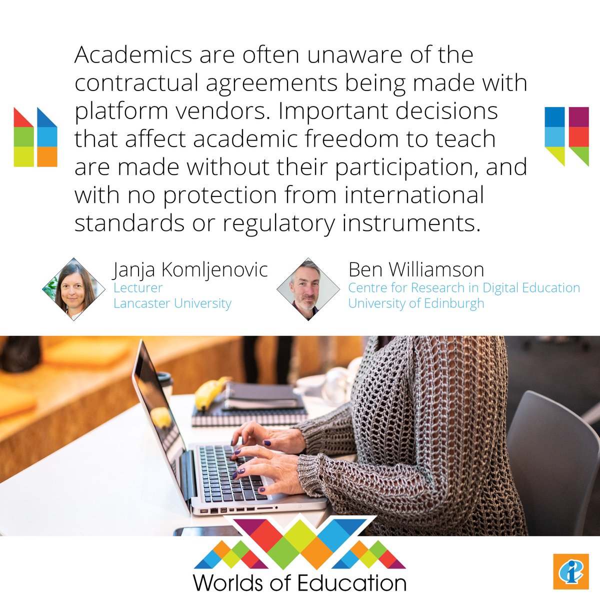 ❓ Are edtech platforms threatening academic freedom and intellectual property rights? @J_Kom_ and @BenPatrickWill have reviewed edtech platforms, their terms of use and privacy policies to reveal the challenges they pose. Find out more! ➡️ eiie.io/49YMN1u