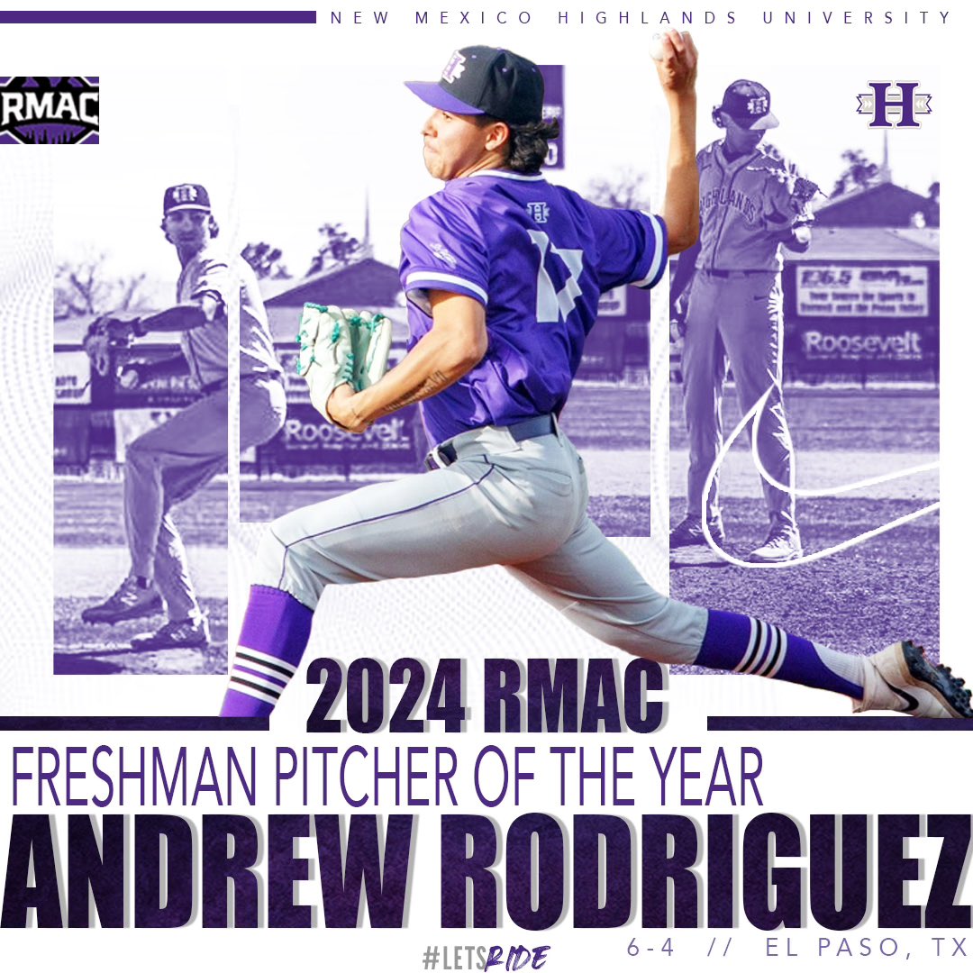 Huge congratulations to Andrew Rodriguez for being named 2024 RMAC Freshman Pitcher of the Year! #LetsRide 🤠