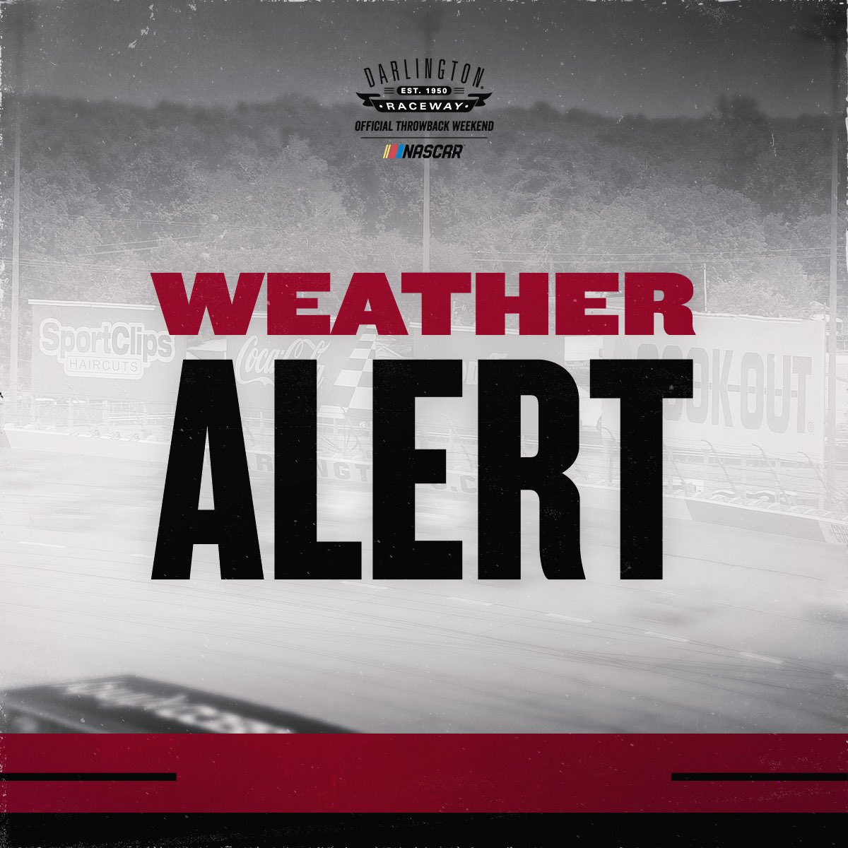 TooToughToTame's tweet photo. WX Alert: Severe T-Storm &amp; lightning are forecast for Darlington Raceway area. We advise you to secure items at campsites. Please take precautions. https://t.co/JsWAW2p6gc