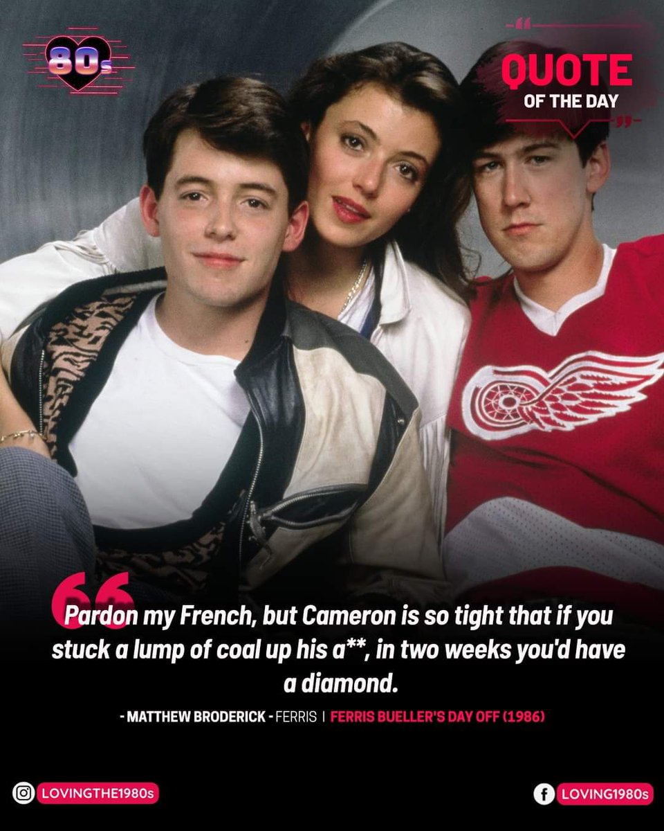 Quote of the day: Ferris Bueller's Day Off (1986).🎥 #Lovingthe80s #FerrisBuellersDayOff #MatthewBroderick #FerrisBueller