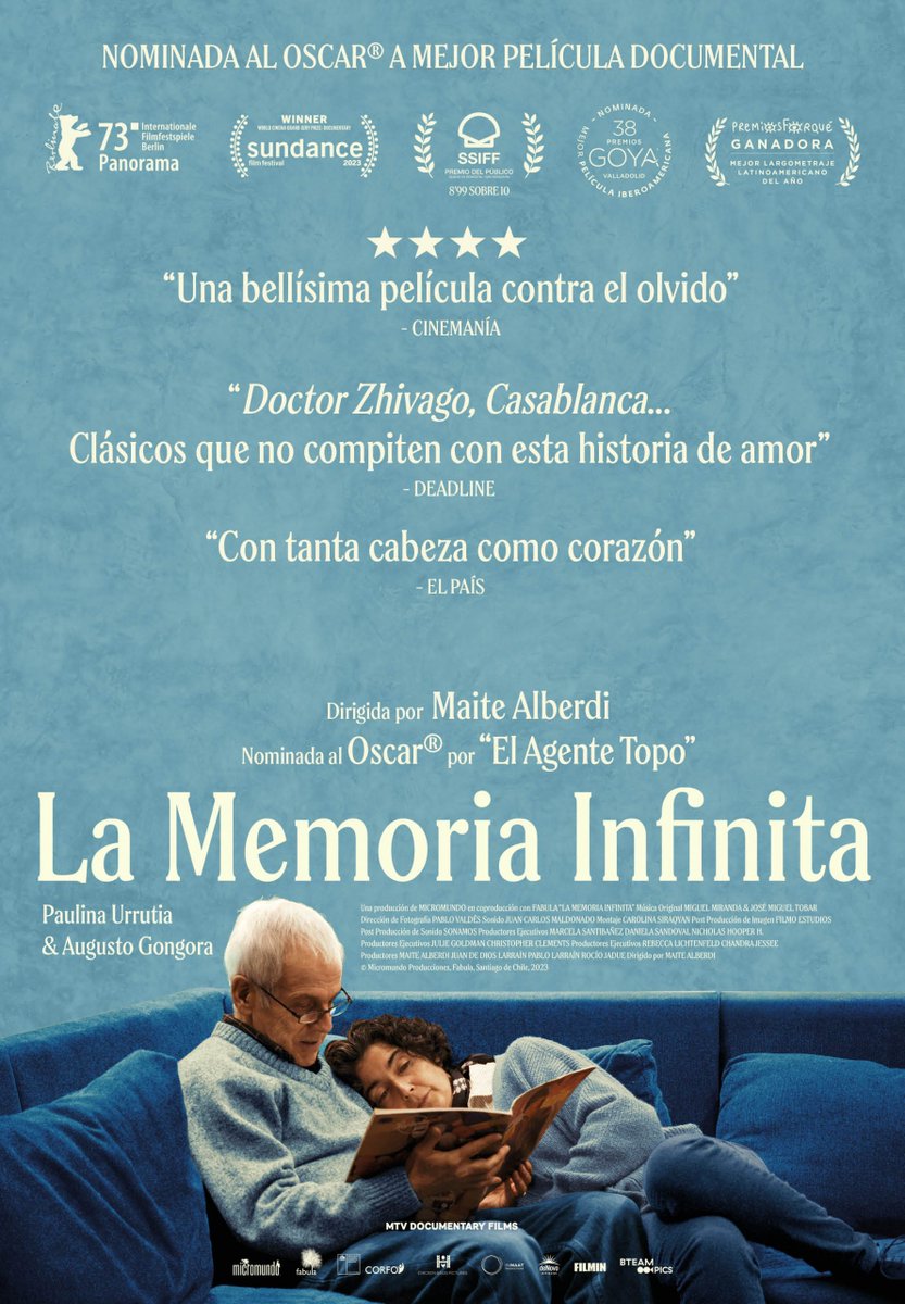 Hoy recomiendo en @elmonarac1 la película documental 'La memoria infinita'. La directora Maite Alberdi retrata el amor, el Alzheimer que arrasa con casi todo y reflexiona sobre la memoria histórica, colectiva. Tan bellísima como dolorosa. Conmovedora. En Movistar+ y Filmin.