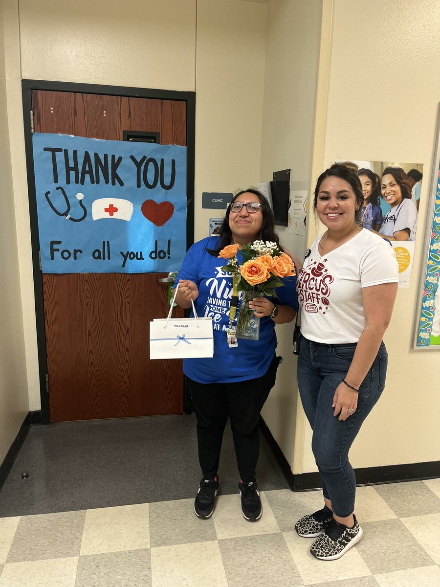 Margari81818230's tweet photo. Happy Nurse’s Day to Ms.Perez and Mrs.Leung ❤️ We appreciate everything you do for our students. 🐝 @OakCrestStinger @ECISDtweets https://t.co/JPh9gGYCqh