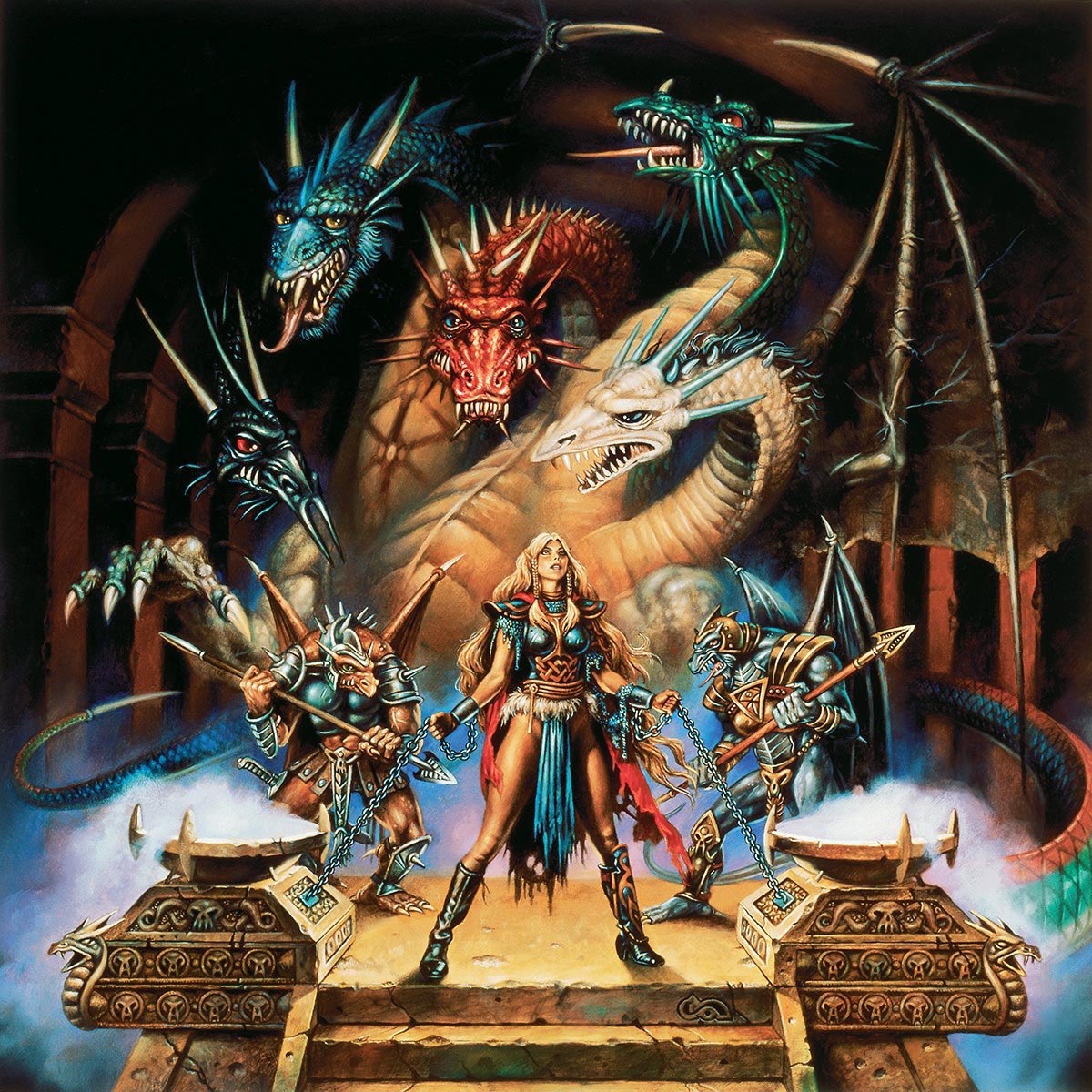 If you’re more of a traditionalist, maybe you prefer your Takhisis this way 🐉

One of my absolute favorite Dragonlance pieces of all time!

Dragons of Triumph by Late Night Clyde Caldwell