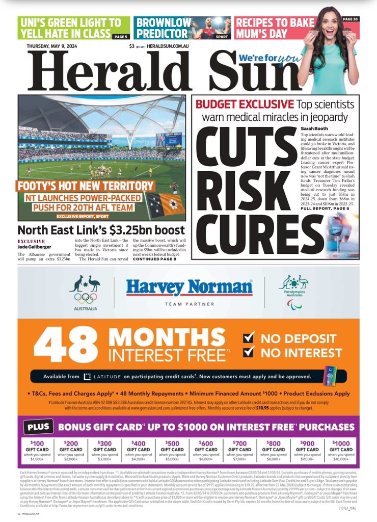 Exclusive: Victoria’s most respected scientists are warning the state’s world-leading medical research institutes could go broke and lifesaving breakthroughs missed after their funding was slashed in the budget. @theheraldsun heraldsun.com.au/news/victoria/…