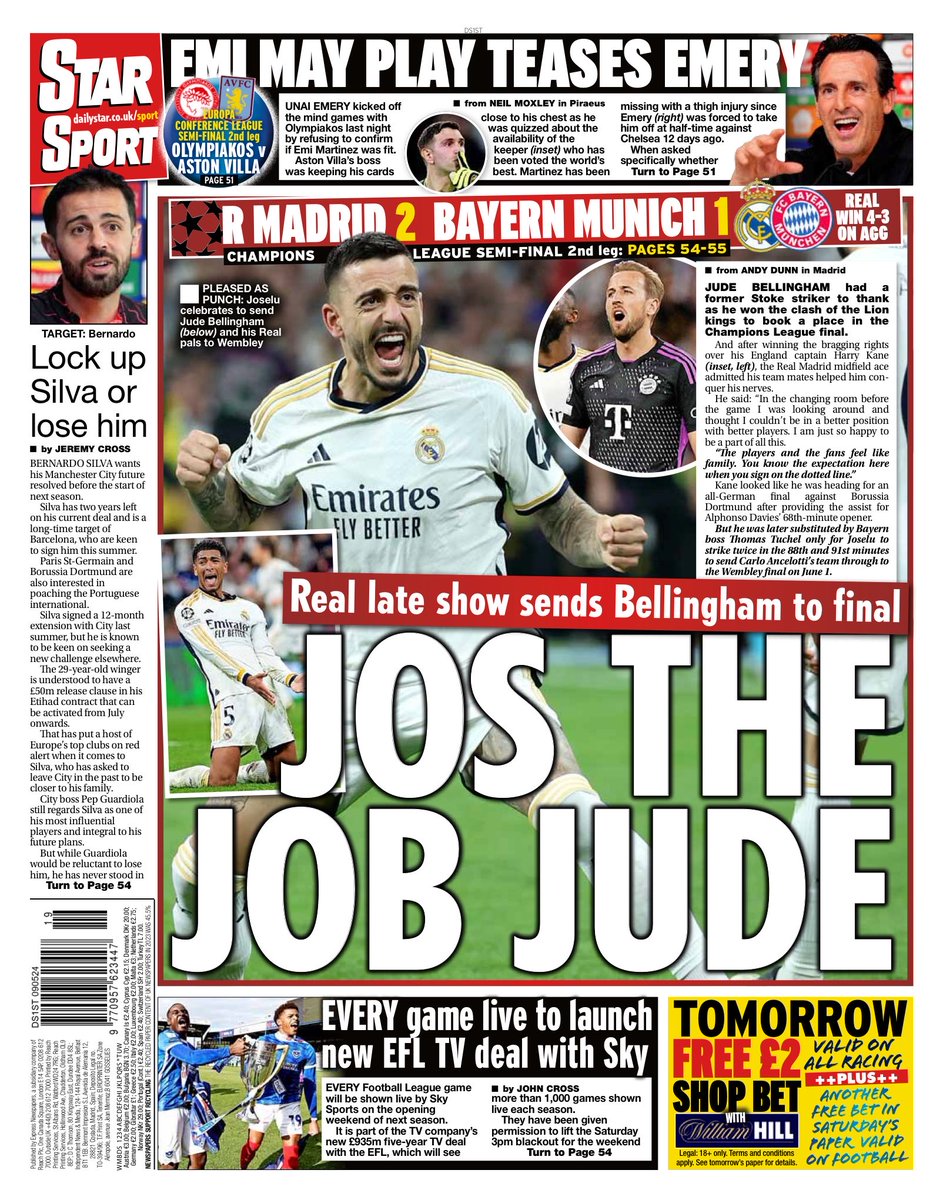 STAR SPORT: Jos the Job Jude #TomorrowsPapersToday