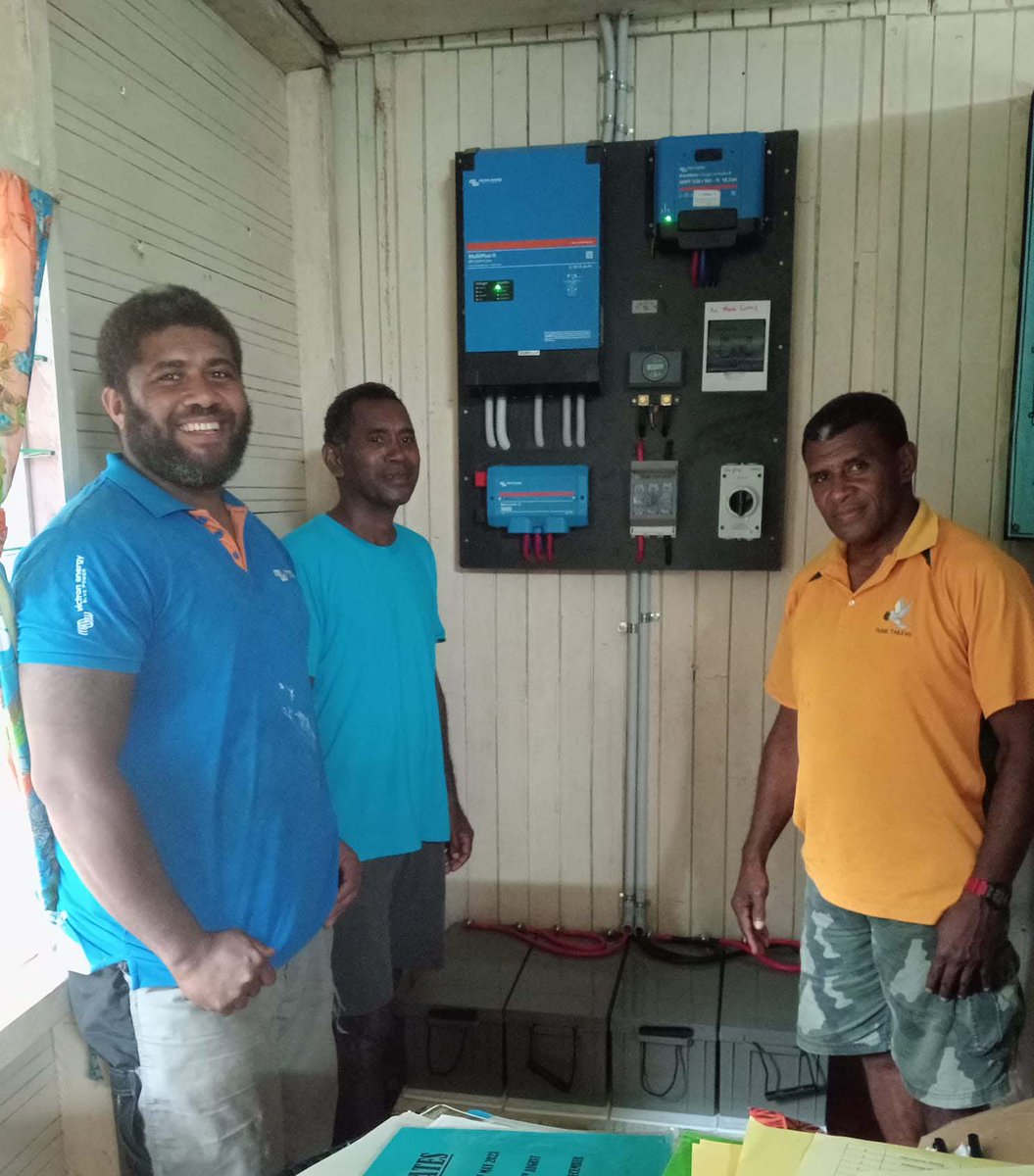 4.98kWp Off-grid Solar System for Kaba Primary School in Tailevu solarfiji.org/offgrid-solar-… We also completed the electrical wiring for the entire school. #solarfiji #victronenergy #renewableenergy #offgridsolar #school #communityproject #solarsystem #kabaprimaryschool