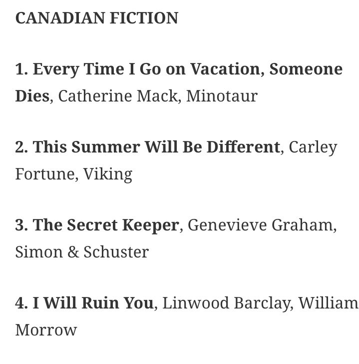 I Will Ruin You, which only went on sale yesterday, is already at #4 on the Toronto Star’s bestseller list.