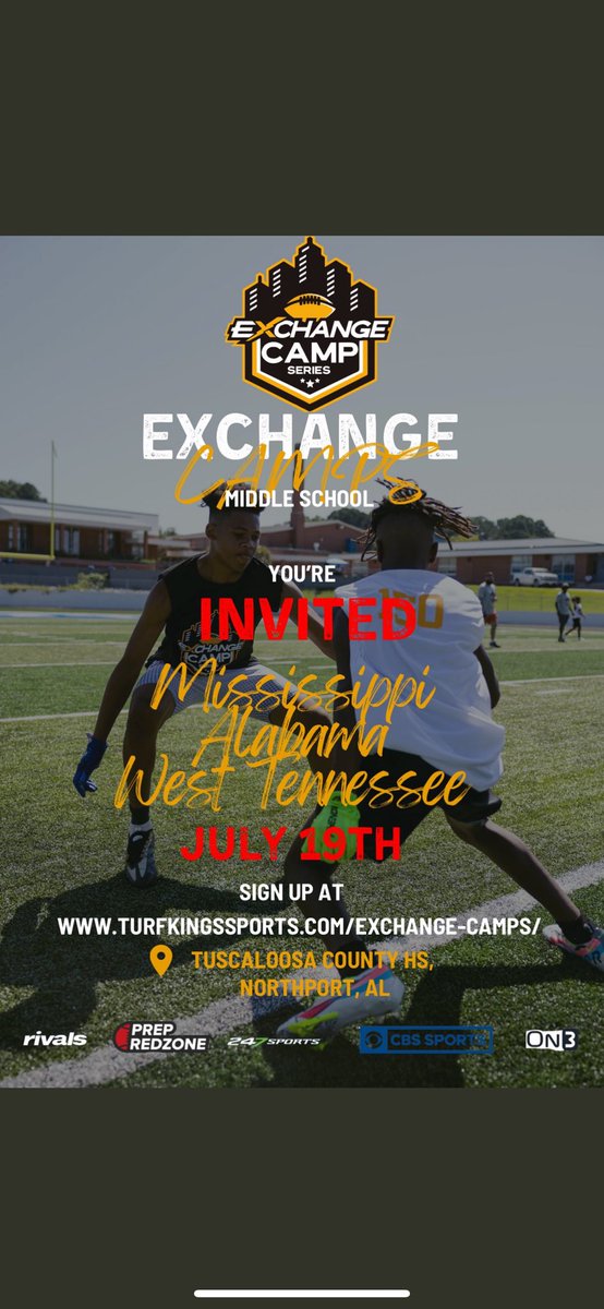 Blessed to receive this opportunity 💪🏾 @eXchangeCamps @TurfKingssports @coachjayhughes_