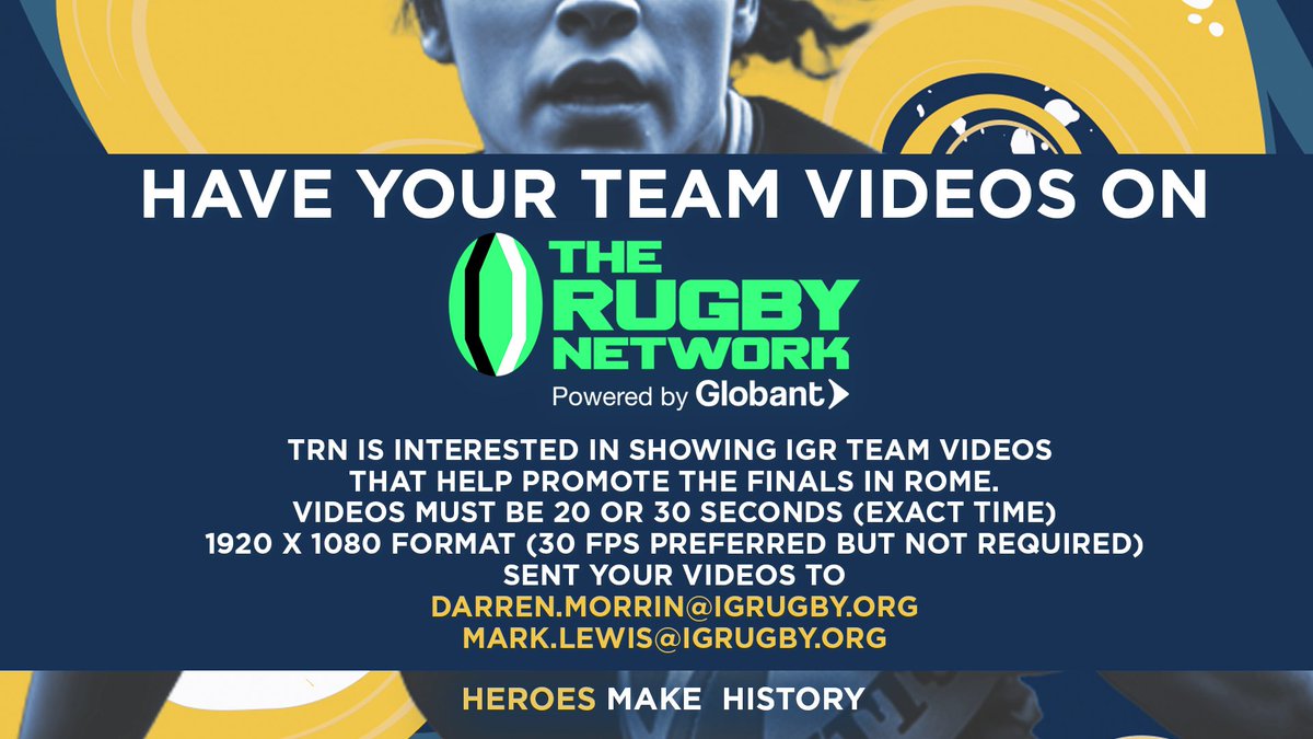 For @IGRugby clubs: Are you interested in showing your inclusive rugby club to the rugby world via @therugbynetwork? Feel free to send in your club videos via email below in the picture! It should be 20 or 30 seconds (exact time) in a 1920x1080 format. #IGRugby #Rugbyforall