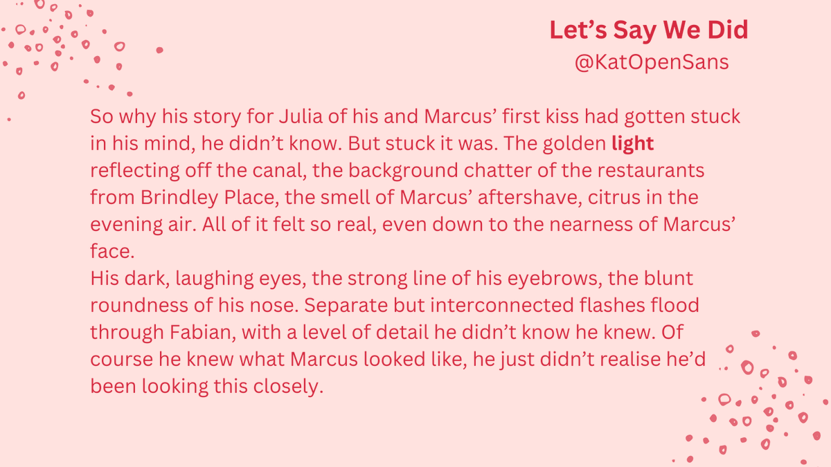 KatOpenSans's tweet photo. Fake dating, made up first kiss story? Tick
Birmingham reference? Tick
My demisexual MC maybe starting to work out that actually he's in love with his best friend? Tick
#querdsearch #amquerying https://t.co/9GibHwiCNe