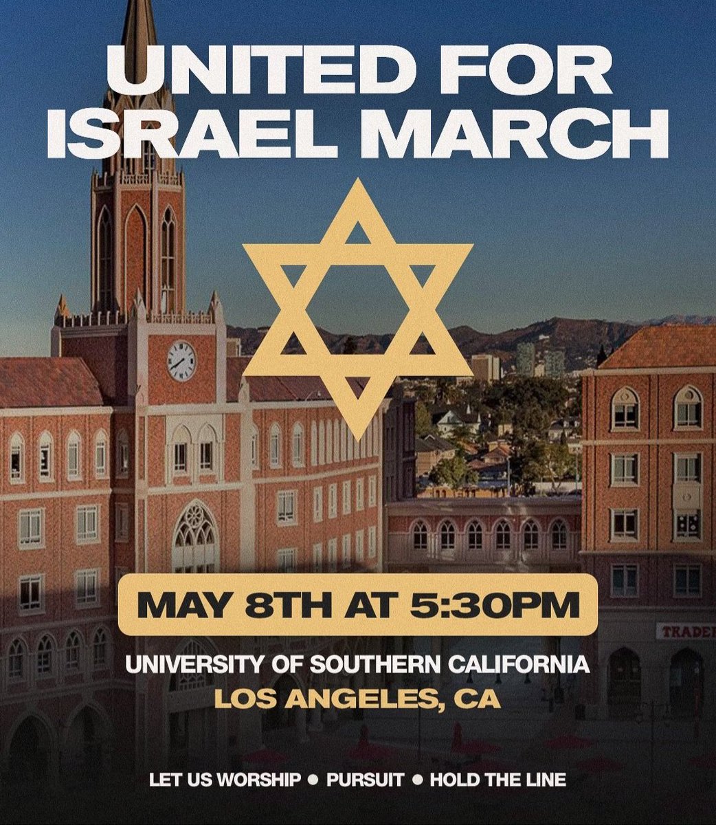 Happening now!
#UnitedForIsraelMarch 🇮🇱🇮🇱🇮🇱🇮🇱
Los Angeles CA at #USC
#standforIsrael 
Support Israel & Jewish Students
🇮🇱🇮🇱🇮🇱🇮🇱🇮🇱🇮🇱🇮🇱🇮🇱🇮🇱🇮🇱🇮🇱🇮🇱🇮🇱
🙏🙏🙏🙏🙏🙏🙏🙏🙏🇺🇲🇺🇲🇺🇲🇺🇲
@russellbjohnson
@seanfeucht 
Join them if you are in the area!!!