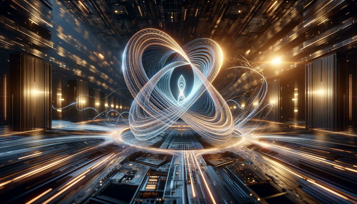 quantum computer, designed to embody the concept of infinity and seamless data encryption in 4D. The image captures the essence of a dynamic, futuristic environment centered around a 4D encryption key, symbolizing high-speed quantum computing and infinite possibilities #AIART