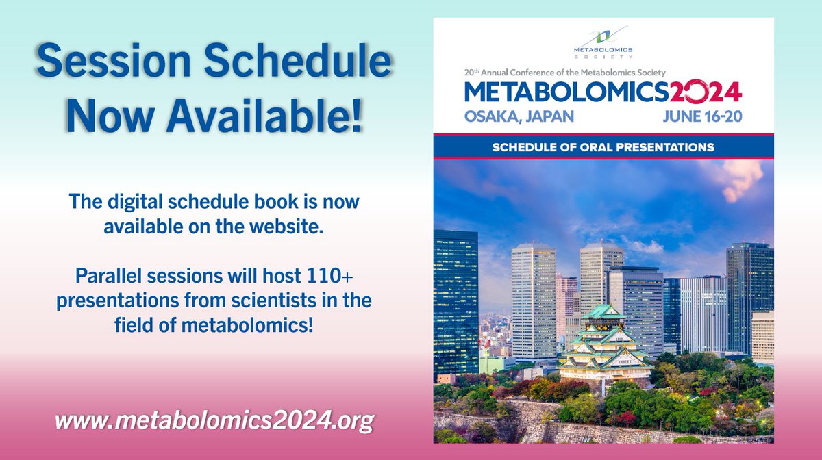 Check out the line-up of presentations for #MetSoc2024! metabolomics2024.org/session-schedu… See you in Osaka! #metabolomics