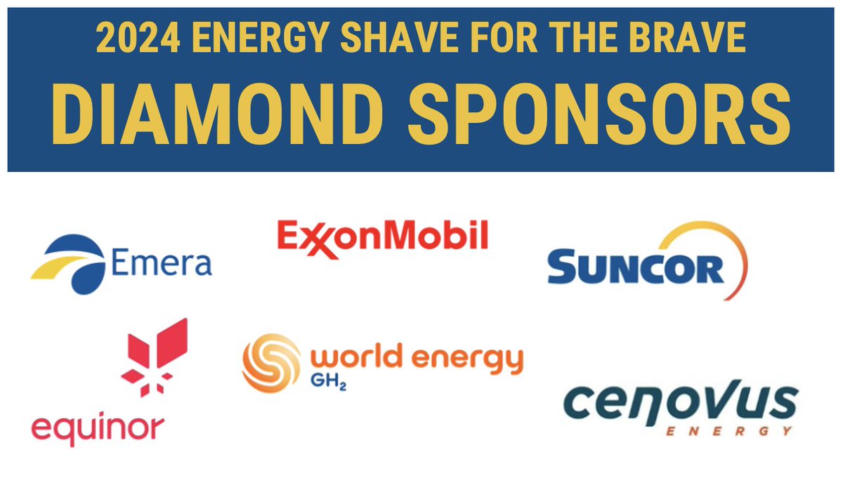 We are honoured to announce the 2024 Energy Shave for the Brave Diamond Sponsors! 

On behalf of the thousands of young adults in the @yacancercanada community, we want to send a massive THANK YOU to @cenovus, Emera NL, @equinor, @exxonmobil, @suncor, and @worldenergygh2!