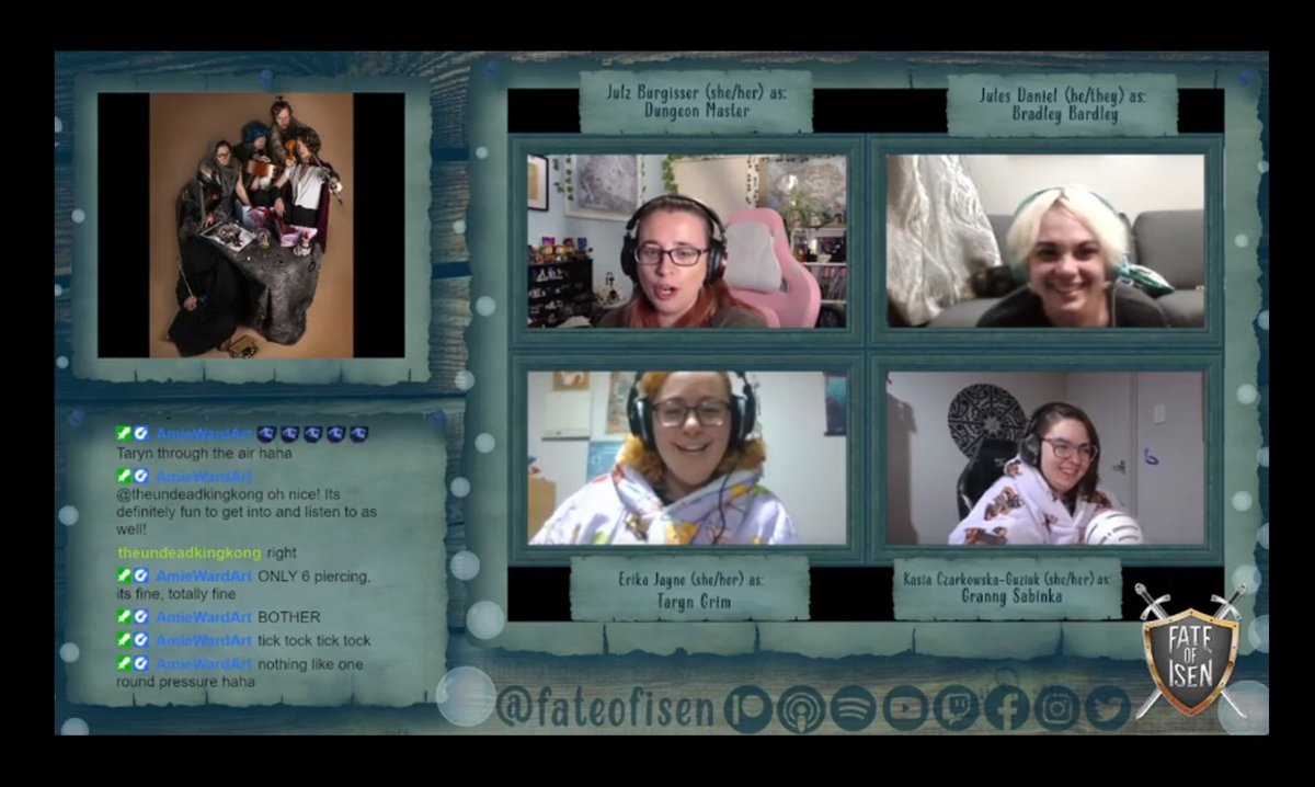 Last night's Livestream of Book Two. Water. Episode 40: Trashed Pirates was full of fabulous fun. Including a singing trash pirate moment that made the Sidebars crack up! Pic below for proof of lols. Check our Twitch for fun clips to see what you missed!
#fateofisen #KiwiRPG