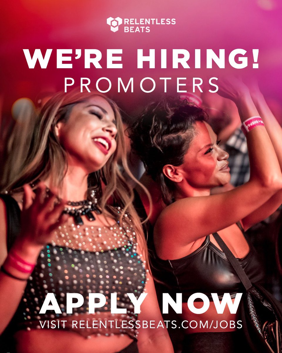 WE’RE HIRING 🥳 And we want YOU to join our family! Love dance music? Want to earn perks for attending events you already do? Then you might be the perfect fit for a promoter at Relentless Beats 🪩 Apply now 📲 rb.ht/RBPromoter