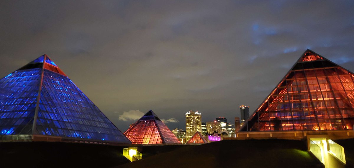 The pyramids at City Hall, the Muttart Conservatory, the Rossdale Power Plant and the Edmonton Tower will be lit in blue and orange for Game 1 of Round 2 of the Stanley Cup playoffs. @EdmontonOilers #LetsGoOilers #MeetMeDowntown #LightTheBridge edmonton.ca/LightTheBridge