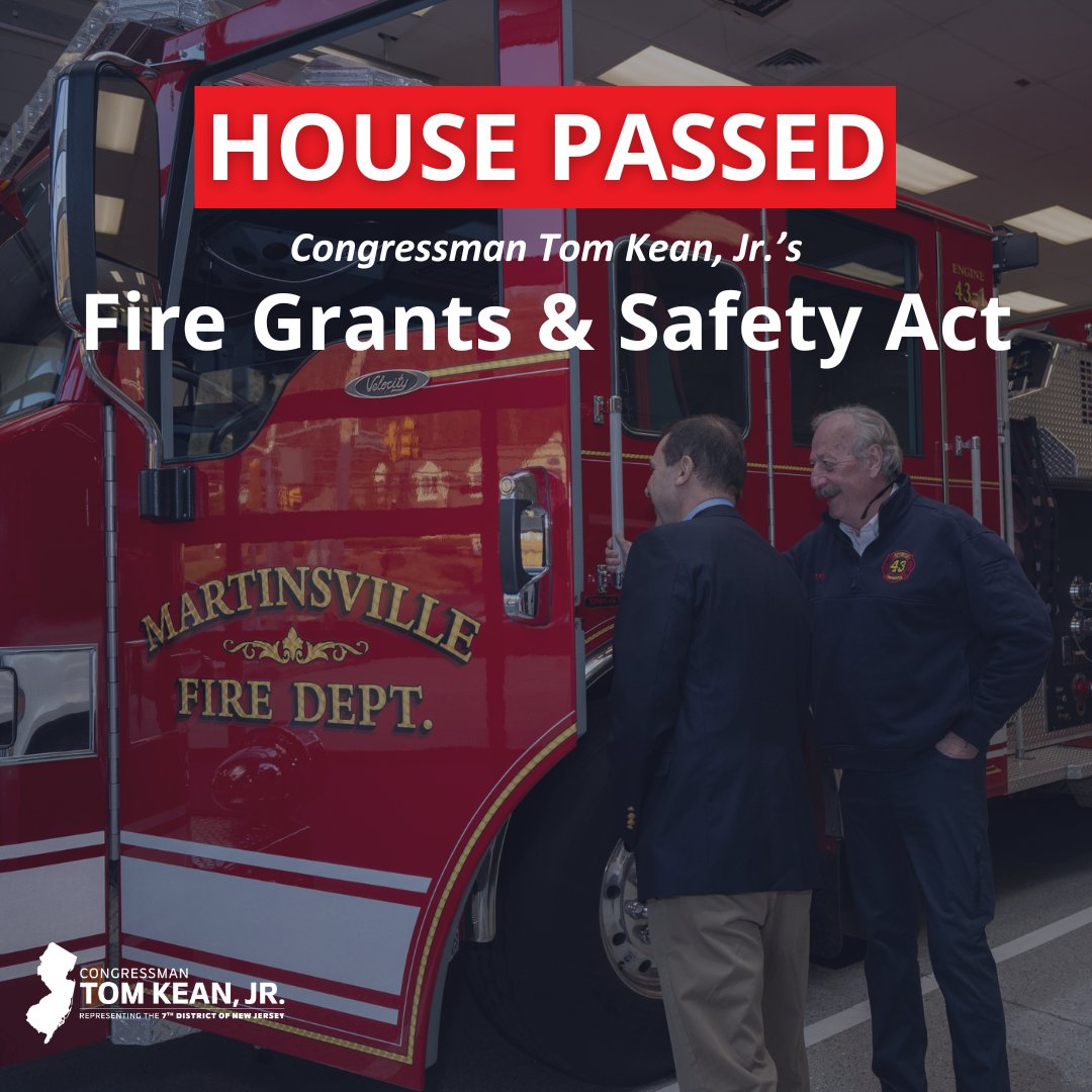 Exciting news! The House passed The Fire Grants and Safety Act, which incorporates the language from my bill. This bill would reauthorize key grant programs that help keep our communities and our firefighters safe.