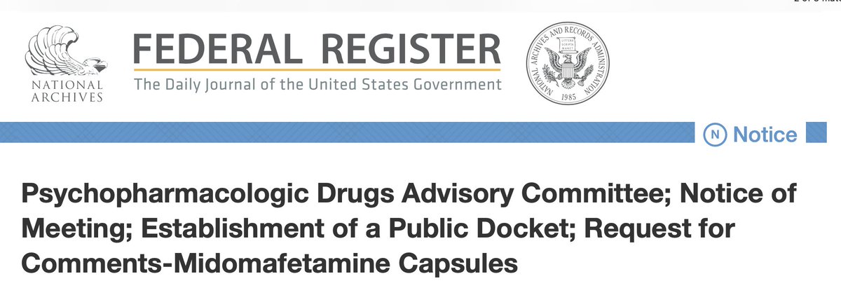 The FDA has announced procedures for submitting testimony to the 6/4 advisory committee meeting on Lykos' MDMA-assisted therapy application. Written comments can be confidential. Requests for oral presentations should be directed to Joyce Frimpong by 5/17. federalregister.gov/documents/2024…