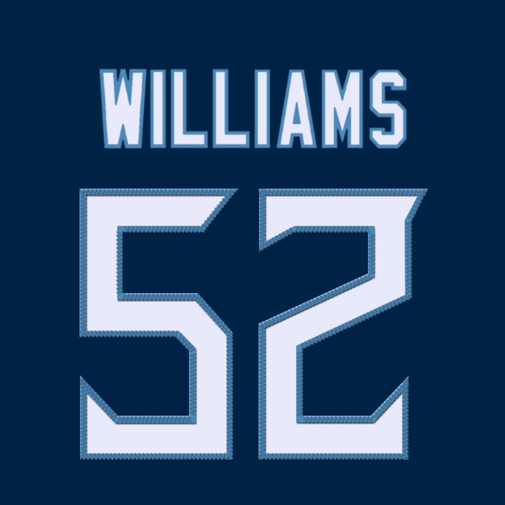 Tennessee Titans LB James Williams is wearing number 52. Last assigned to Joe Jones. #TitanUp