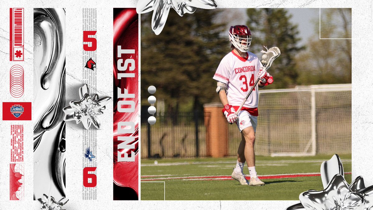 🥍END OF THE 1ST🥍 Ivan Progar has a hattrick for @ConcordiaMlax as they're down a score after one period of play. #GoCards
