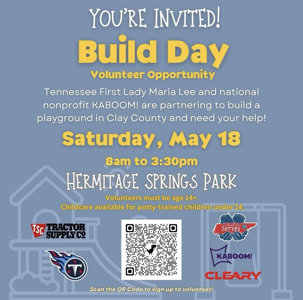 .@MariaLeeTN & I invite you to join us for a #TennesseeServes Build Day in Clay County on Saturday, May 18. Learn more & sign up to volunteer at: bit.ly/TNServesVolunt…