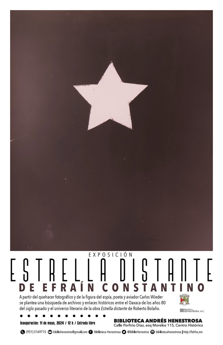 #Exposición'Estrella distante' de Efraín Constantino. Sábado 11 de mayo / 12 h / @BiblioHenestros #EntradaLibre