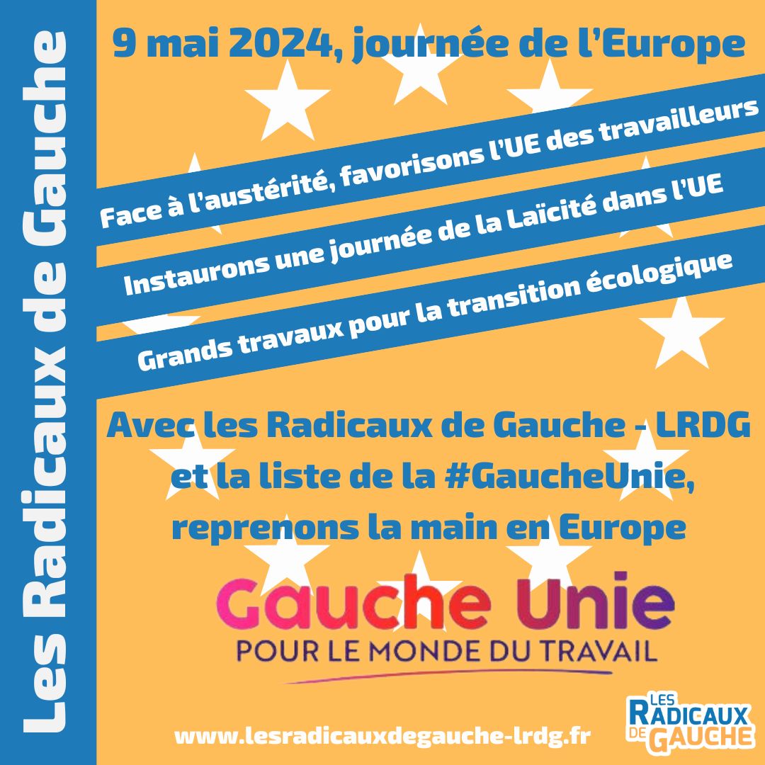 Avec la liste de la #GaucheUnie de @L_Deffontaines avec les Radicaux de Gauche, une autre Europe est possible. L'Europe du monde du travail face à celle des traités de libre-échange et de l'austérité. L'Europe des services publics, de la transition écologique et de la laïcité.