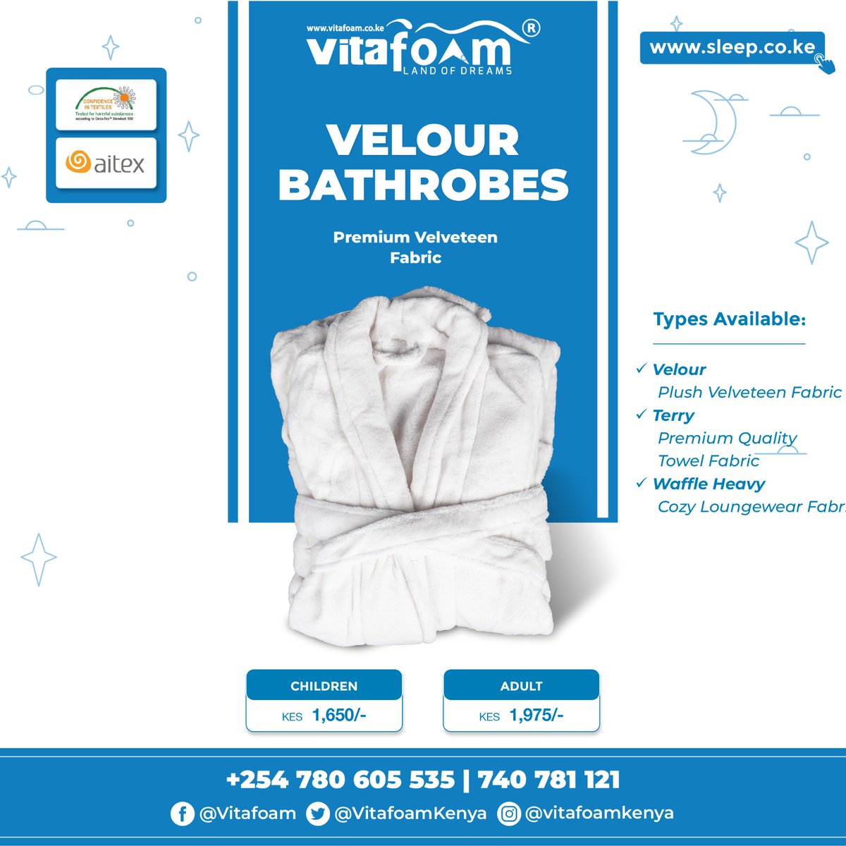 🌟🤗☁️🚿🙋‍♂️ Get Comfy with our Amazing Velour® Bathrobes only from #VitaFoamKenya®! 🙋‍♀️🏊‍♀️☁️🤗🌟 ☎ For All Product *Enquiries, *Orders & *Deliveries Call Our Hotlines >> +254 780 605 535 | 784 857 121 | 740 781 121 📍 Our Locations >> bit.ly/30VqOrf