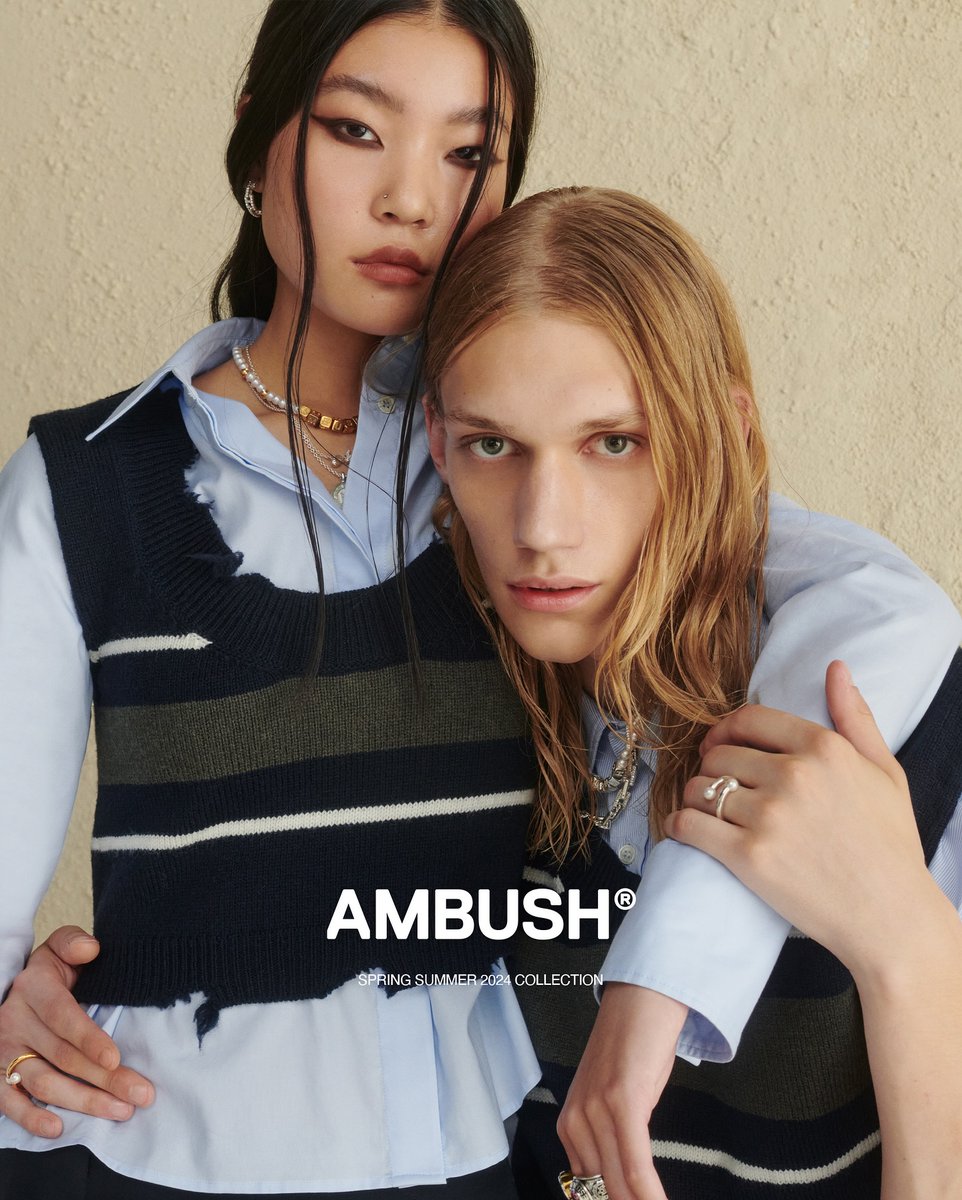 Find your #uniform. #AMBUSH CLASS OF SS24 encourages uniform-dressing, pairing staple items for a simplified look with an #edge. Now available at our WEBSHOP and WORKSHOP. ambushdesign.com