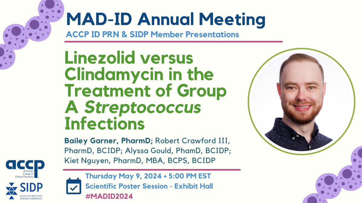 In a retrospective study, there was no difference in outcomes including 30 day mortality between linezolid and clindamycin in GAS infections. #MADID2024 @MAD_ID_ASP @SIDPharm @BaileyGarnerRx