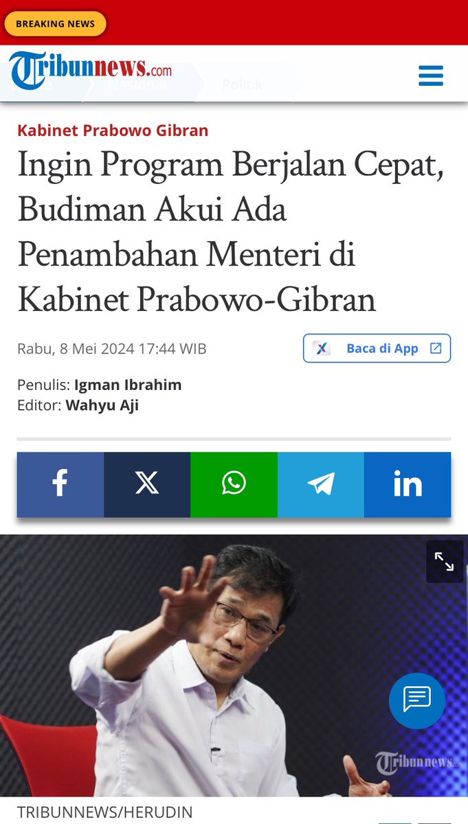 Dewan Pakar TKN @budimandjatmiko : Pemerintahan Prabowo nanti bisa menambah jumlah badan, bukan kementerian, sehingga tidak perlu mengubah UU. Yang pasti, Prabowo ingin program strategis berjalan dengan cepat ketika dirinya menjabat.