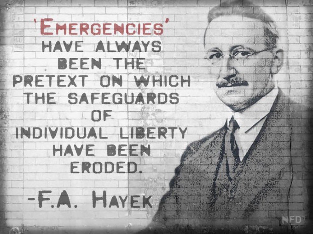 Socialism always begins with an “emergency.” The contrived emergency comes and goes. The brute force of a weaponized government remains behind. Devouring human freedom and prosperity, all in the name of progress and equality. Happy birthday, F.A. Hayek!